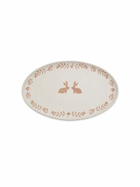 Haven 16" Easter Bunny Ceramic Oval Serving Platter - Natural with Black Speckle
